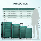 11pcs Luggage Set (4suitcases+7storage Bags) Large Capacity Luggage with Telescopic Handle Thick ABS Durable Hardshell with Dual 360°Swivel Wheels (20+24+28+32) Inch Suitcases