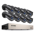 ZOSI H.265+ 8CH 5MP Lite DVR with 8 Units of 2MP 1080P HD Home Security Cameras, Featuring CCTV IR Night Vision, Automatic Motion Tracking, Instant Alerts, LED Indicators, Manual Configuration, And Support for Multiple Languages
