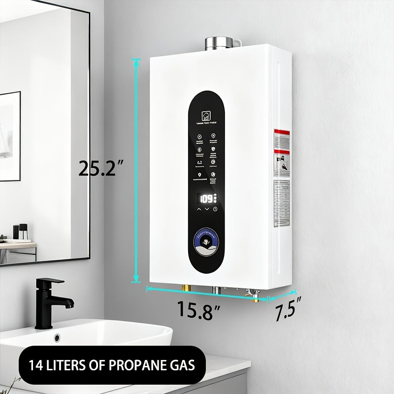 14/16/18 Liter Instant Water Heater, Flow Rate 3.7-4.76 GPM/95540-122837 BTU, Suitable for Indoor Installation.