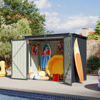 Nordivale Outdoor Trash Can Storage Shed - 2.6x5 Ft Metal Lockable Garbage Bin Enclosure With Chain Lid, Waterproof Small Shed For Trash Cans, Lawn Mower & Garden Tools - Perfect For Garden, Backyard, & Patio Use