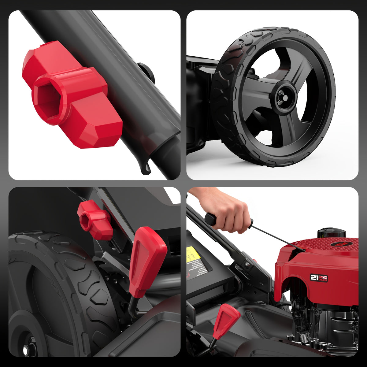 21" Self-Propelled Gas Lawn Mower with 165cc 4-Stroke Engine, RWD Gas Powered Mower for Large Yards & Hills, 3-in-1 Mulching/Bagging/Side Discharge, 6 Adjustable Heights