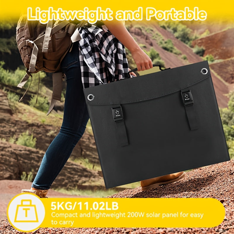 200W Portable Foldable Solar Panel - High Efficiency Solar Charger with USB-C PD3.0, USB-A QC3.0, MC4 & Multi-Output, Lightweight & Compact Design with 4 Kickstands, Perfect for RV, Camping, Road Trips, Fishing, Outdoor Adventures, Blackout Backup