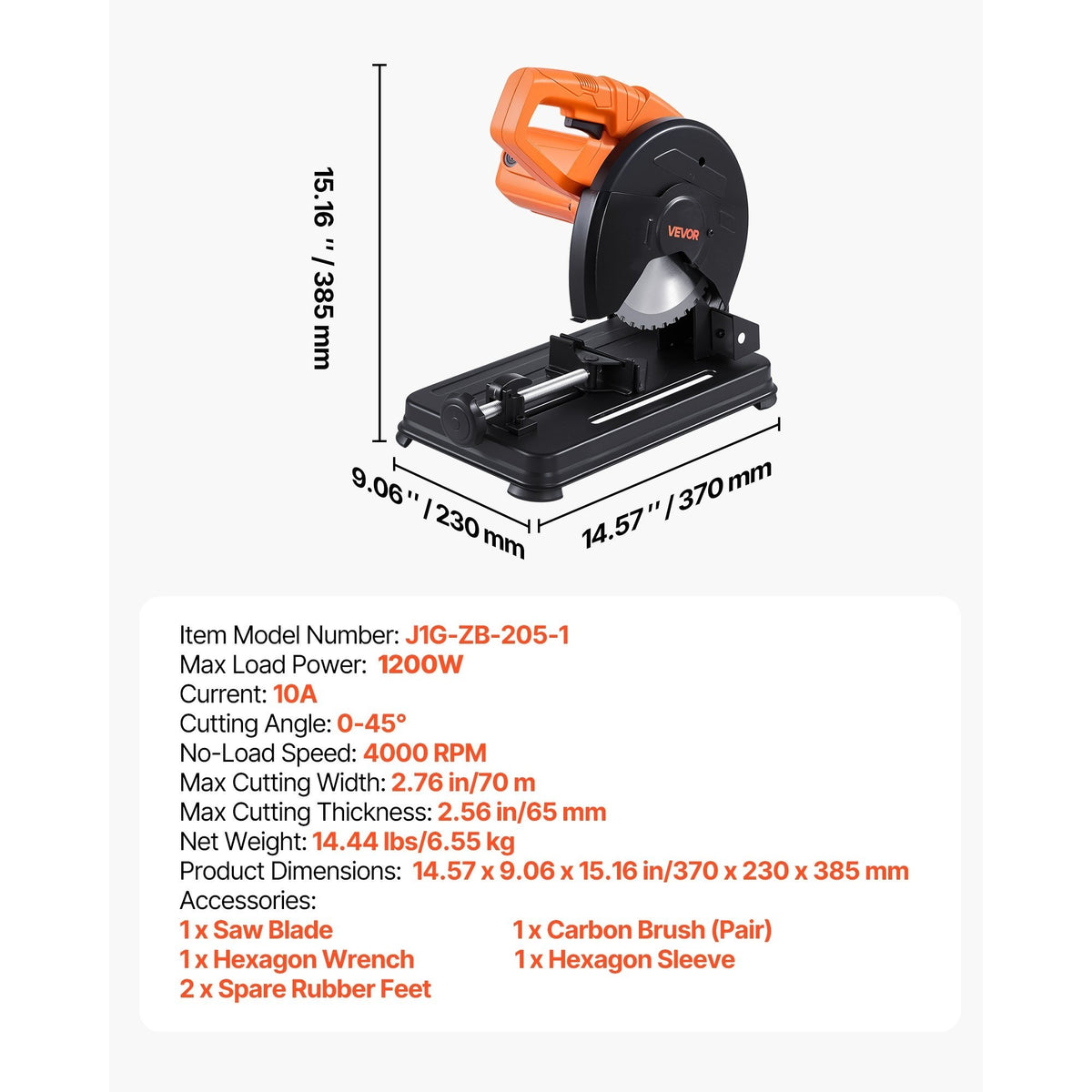VEVOR Chop Saw, 7-14-inch Stainless Steel Cold Cut Blade,1200W (120V/60HZ)/2000W (120V/60HZ)/3500 W (240V/60HZ) Powerful Brushless Motor, 750-1200 r/min Adjustable Speed, Metal Cutting Chop Saw for Metal Square and Flat Tubes, I-Shaped Steels
