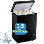 [Large Chest Freezer] Chest Deep Freezer, Large Freestanding Chest Freezer With 7 Level Adjustable Thermostat, Compact Top-Opening Deep Freezer With Removable Storage Baskets, Black