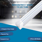 6pcs/lot T8 8ft Integrated LED Tube Light Bulbs 6000K, 120W 8Foot 96 Inch LED Shop Light Fixtures, V Shaped 4 Row Bulbs 2835 LED Chips, 14400lm High Brightness, for Warehouse Ceiling Garage Office Factory, AC 85-277V