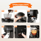 Italian Espresso Machine with 19-Bar Pressure and Conical Burr Grinder for Cappuccinos and Lattes