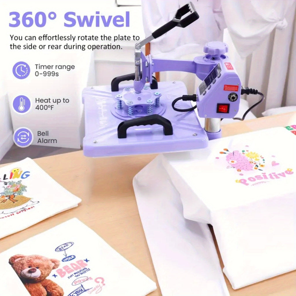 15"x15"/12"x15" - 8-in-1/5-in-1 Heat Press Machine Combo, Rotatable Design, Multi-Size Transfer Sublimation Combo, Suitable for T-shirts, Bags, Pillows, Hats, Beanies, Rollers - The 3-in-1 Automatic Hat Heat Press Can Only Press Hats