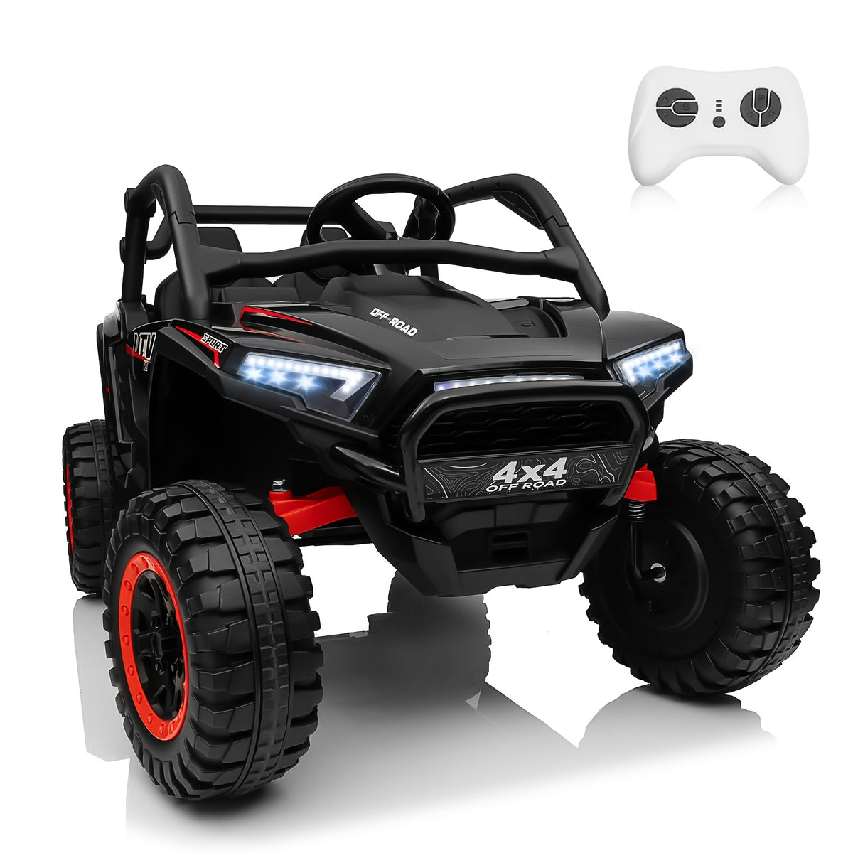 24V Ride-On Car, 2-Seater XL 4X4 Off-Road UTV with Powerful Motors, Remote Control, Music, LED Lights, 20" Wide Seat, 24 Volt Ride-On Toys for Big Kids