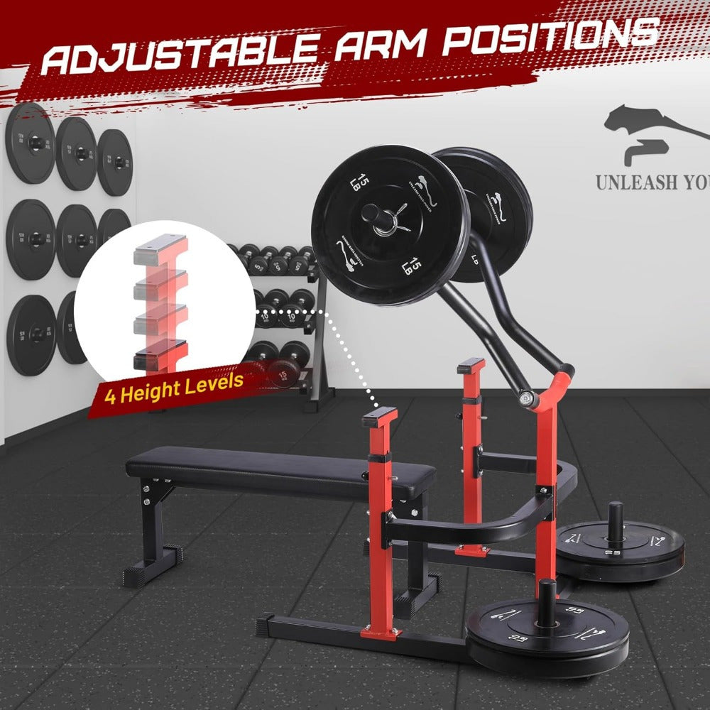 Heavy-Duty Adjustable Chest Press Machine with Bench - Home Gym Bench Press Rack w/ Independent Converging Arms, Smooth Bearing System & Flat Bench for Upper Body Strength Training (/) - Steel Weight Training Equipment Suitable for Home Gym