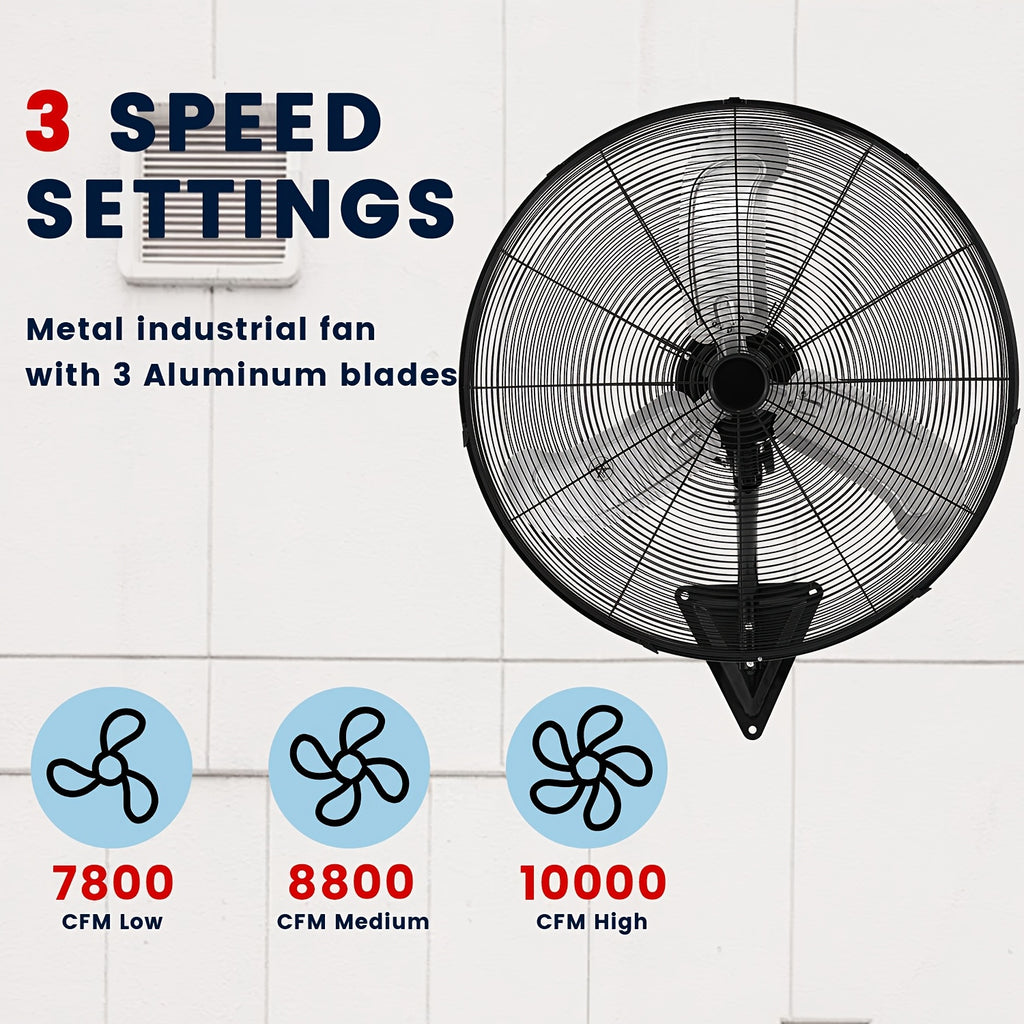20 Inch Wall Mounted Fan with High-Power Motor, 2pcs Set, 120 Degree Swing, 60 Degree Tilt, And 3-Speed Setting, Durable Industrial Fan Suitable for Industrial Grade Cooling Equipment in Garages, Workshops, Offices, And Homes