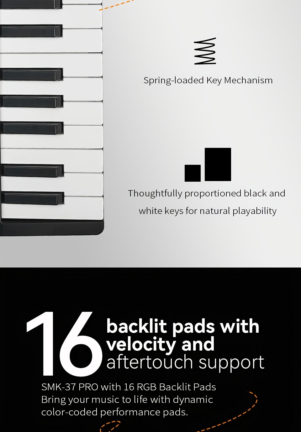 M-VAVE SMK37PRO Professional MIDI Keyboard, 37-Key Wireless Wireless Music Arrangement And Production Synthesizer
