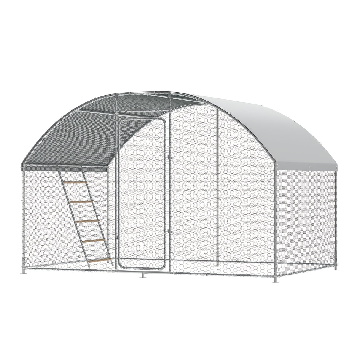 Large Metal Chicken Coop, 10X6.5X6.5Ft Chicken Runs for Yard with Cover, Walk-In Chicken Coop with Roosting Perch And Door
