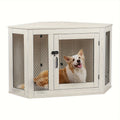 [Wooden Dog Kennel Furniture] Corner Dog Crate Furniture, 44/52Inch Wooden Dog Kennel Furniture with Mesh, Decorative Wood Dog House for Indoor Use, Dog Crate for Small/Medium Dog, Perfect for Limited Room