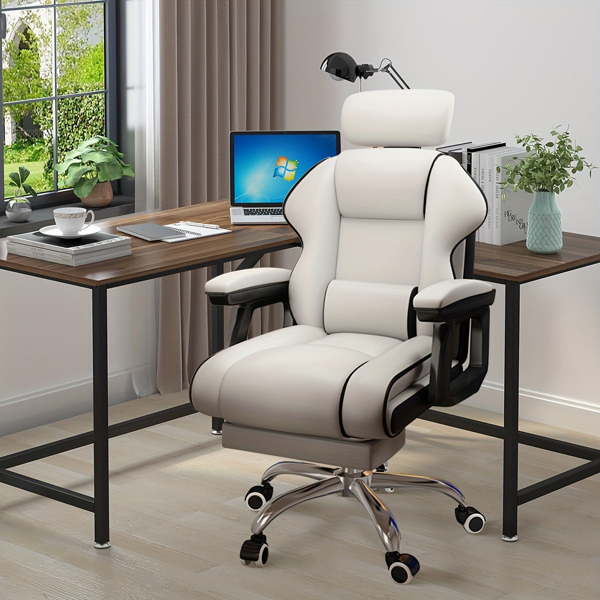 Ergonomic Adjustable Height Chairs with Cushions Armrest for Long Time Seating-High Office Chair with Footrest