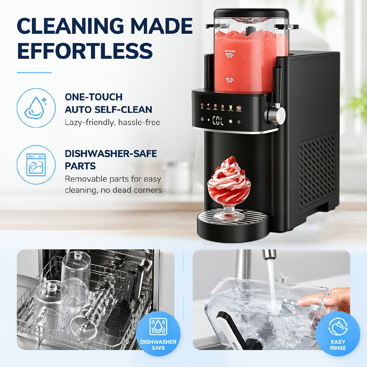 2-in-1 Ice Cream Maker, 40oz High Capacity, 12-Hour Cold Retention, Dishwasher Safe, No Ice Needed, Rapid Cooling and Temperature Control, Includes Recipes, Multi-Functional, Great Gift for Friends and Family