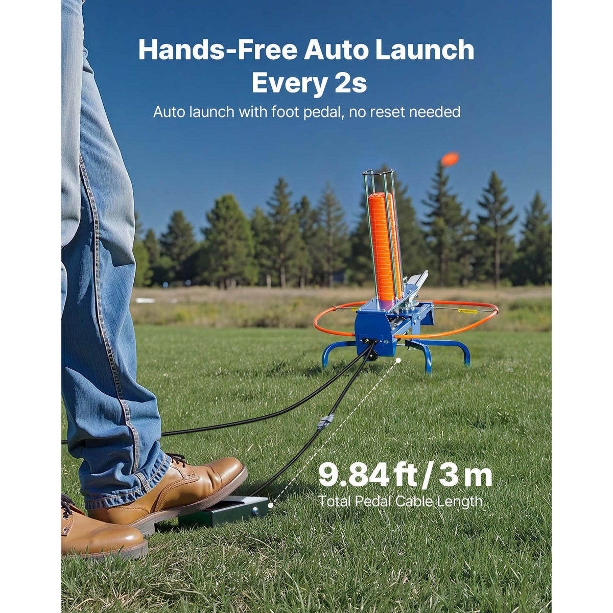 Clay Target Thrower VEVOR Automatic Pigeon Launcher, 28 or 50-Clay Capacity for 45-Yard Training