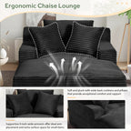 67" Chaise Lounge Chair Indoor, Oversized Boneless Lounge Chair With 3 Pillows, Flannel Cloud Reading Chair For Living Room Bedroom, Deep Seat Sleeper Couch, No Assembly Required
