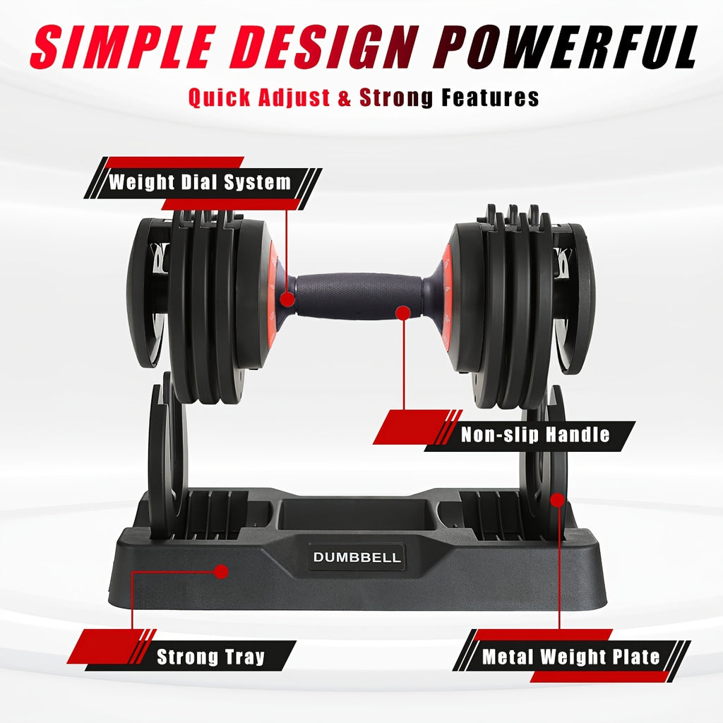 25 Lbs Adjustable Dumbbells Pair - 5Lb 10 Lbs 15 Lbs 20 Lbs 25 Lbs 5 in 1 Dumbbells Adjustable Weight, Compact Quick Adjusting Dumbbells Set for Full Body Workouts And Fitness Home Gyms