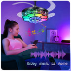 42-Inch Crystal Decoration with RGB Ceiling Fan And Light, Supports Infinite Dimming And Light Memory. with Speakers, 6 Speeds Reversible Blades, Flush Mount Chandelier Ceiling Fan Remote Control And APP Convenient Control Way