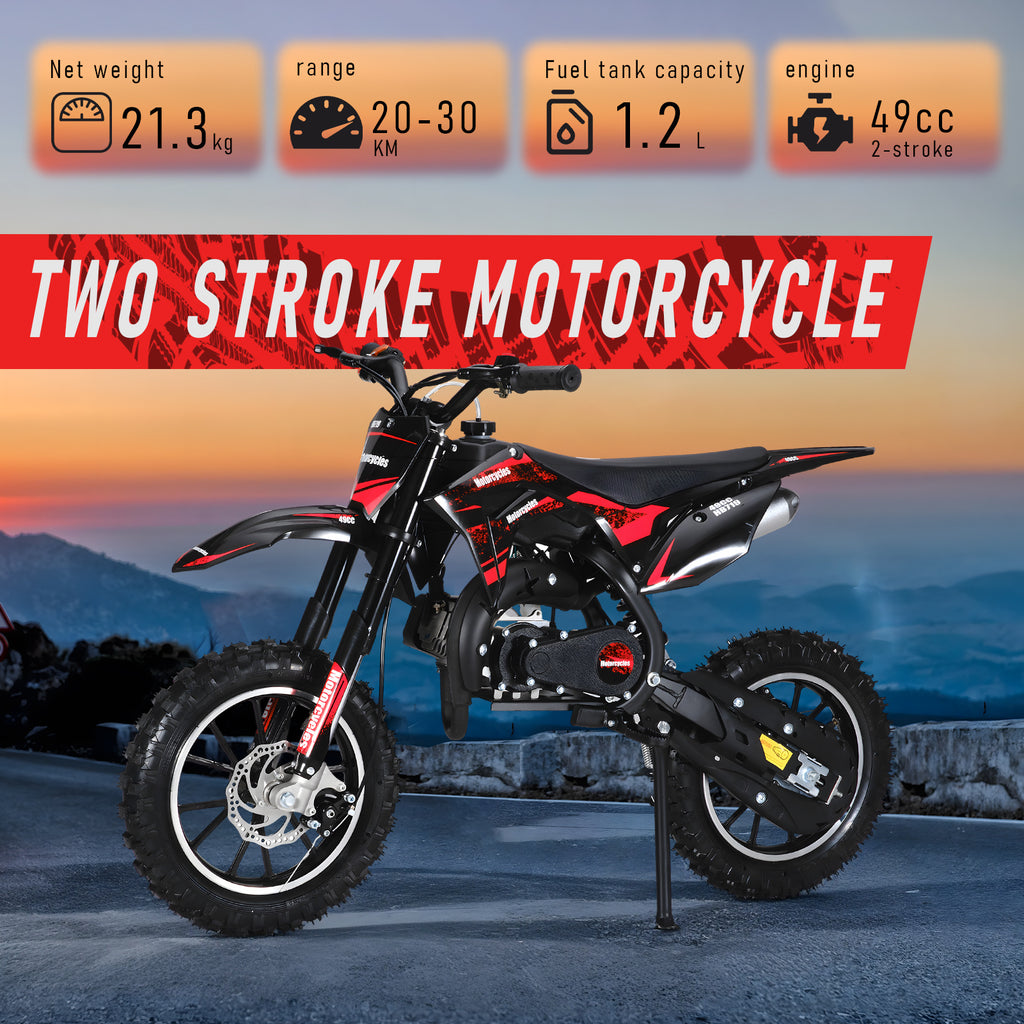 Mini Motorcycle Mini Dirt Bike, 49cc 2-stroke Gas Powered Motorcycle, with External Rotary Tires, Front Disc Brakes, Pocket Motorcycle, up to 20 Mph, Max Load 330 Lbs