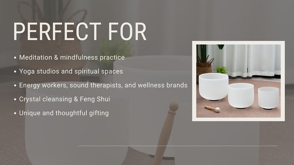 7-11Inch Quartz Crystal Singing Bowls Set of 3 Pure White for Mindfulness Meditation Yoga Sound Bowls with Case And Mallet