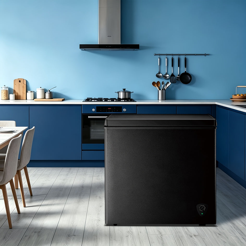 [Large Chest Freezer] Chest Deep Freezer, Large Freestanding Chest Freezer With 7 Level Adjustable Thermostat, Compact Top-Opening Deep Freezer With Removable Storage Baskets, Black