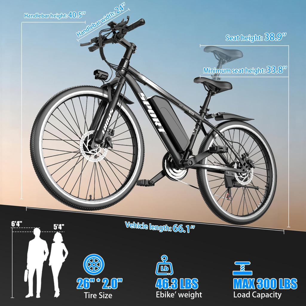 26-Inch Electric Power-Assist Bicycle, 48V 10AH Removable Battery, 749W Peak Power Motor, Up to 45 Miles Range, Max Speed 24MPH for Easier Travel. an Ideal Gift Choice!