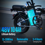 Electric Bike 48V Battery, Brushless Motor, 15-20MPH, Folding Electric Bicycle for Adults, Lightweight Commuter E-Bike with Removable Lithium Battery, Suitable for Urban Commuting, The Best Choice for A Gift, Easy Assemble, Portable Compact Design