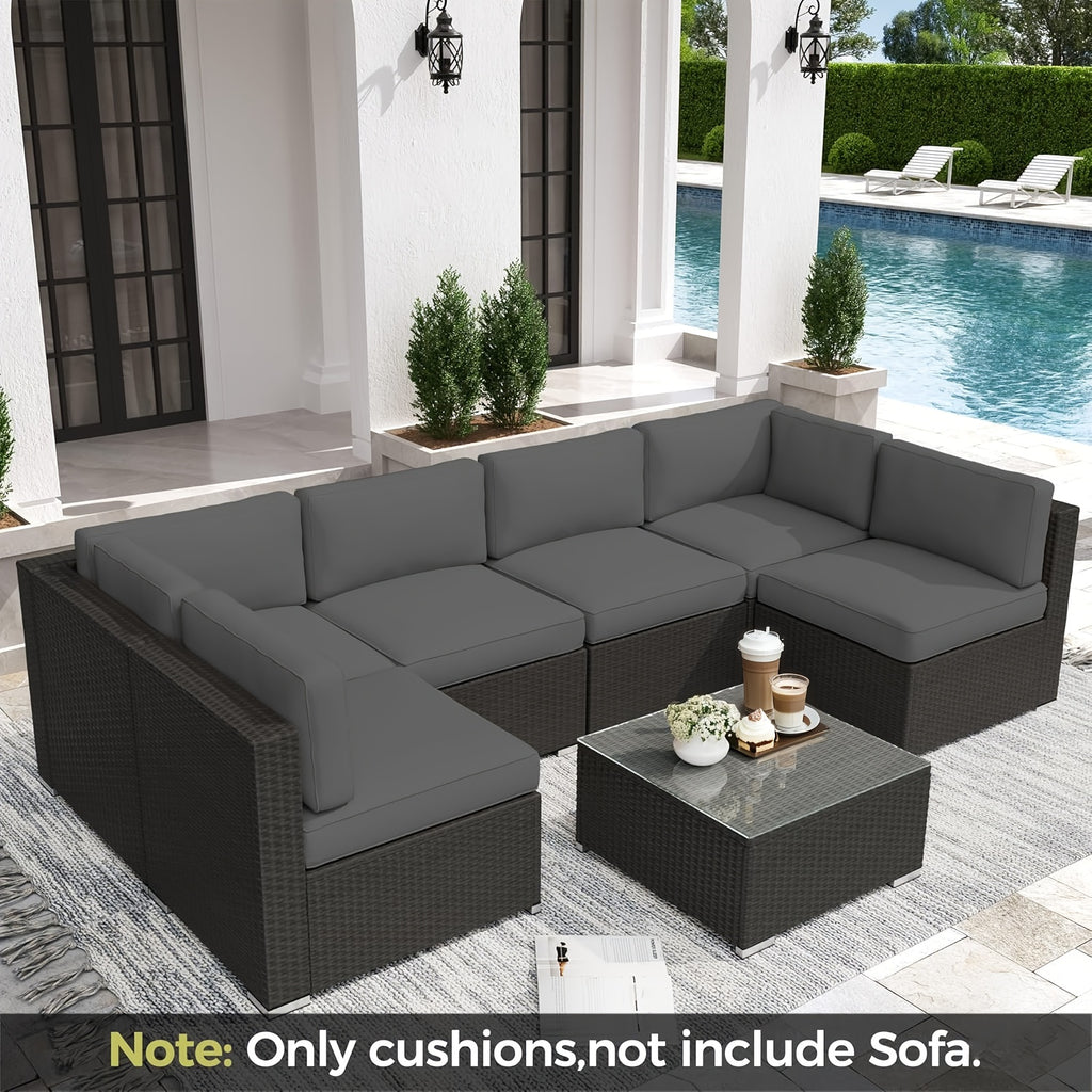 14pcs Outdoor Seat Cushions, Furniture Replacement Cushions with 6 Seat Cushion Covers And 8 Back Covers, for Sofa And Chair, Bench Seat Cushions, Patio Furniture Cushion Covers, Seat Cushion For Bench, Grey Chaise Lounge Cushions, Outside Cushions, Bench