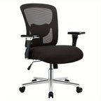 Big And Tall Office Desk Lumbar Support, 500LBS Heavy Duty Mesh Ergonomic Computer Chair With Arm And Wide Comfy Seat, Wheels For Adult, Extra-Large, Black