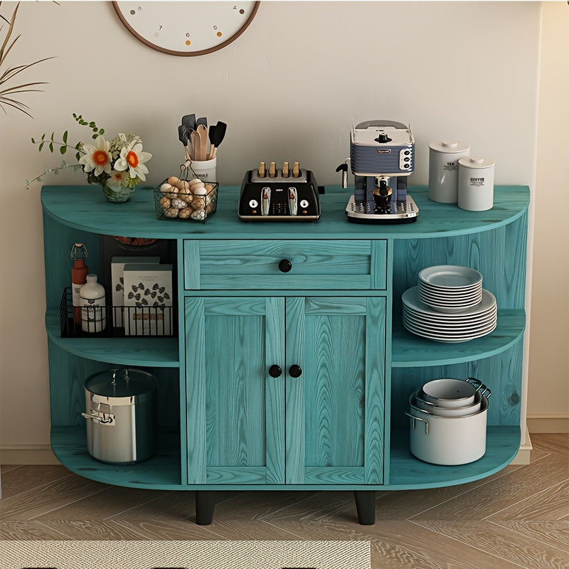 Sideboard Buffet Cabinet, Freestanding Kitchen Cabinet with Storage, Accent Coffee Bar Cabinet with Doors, Vintage Blue