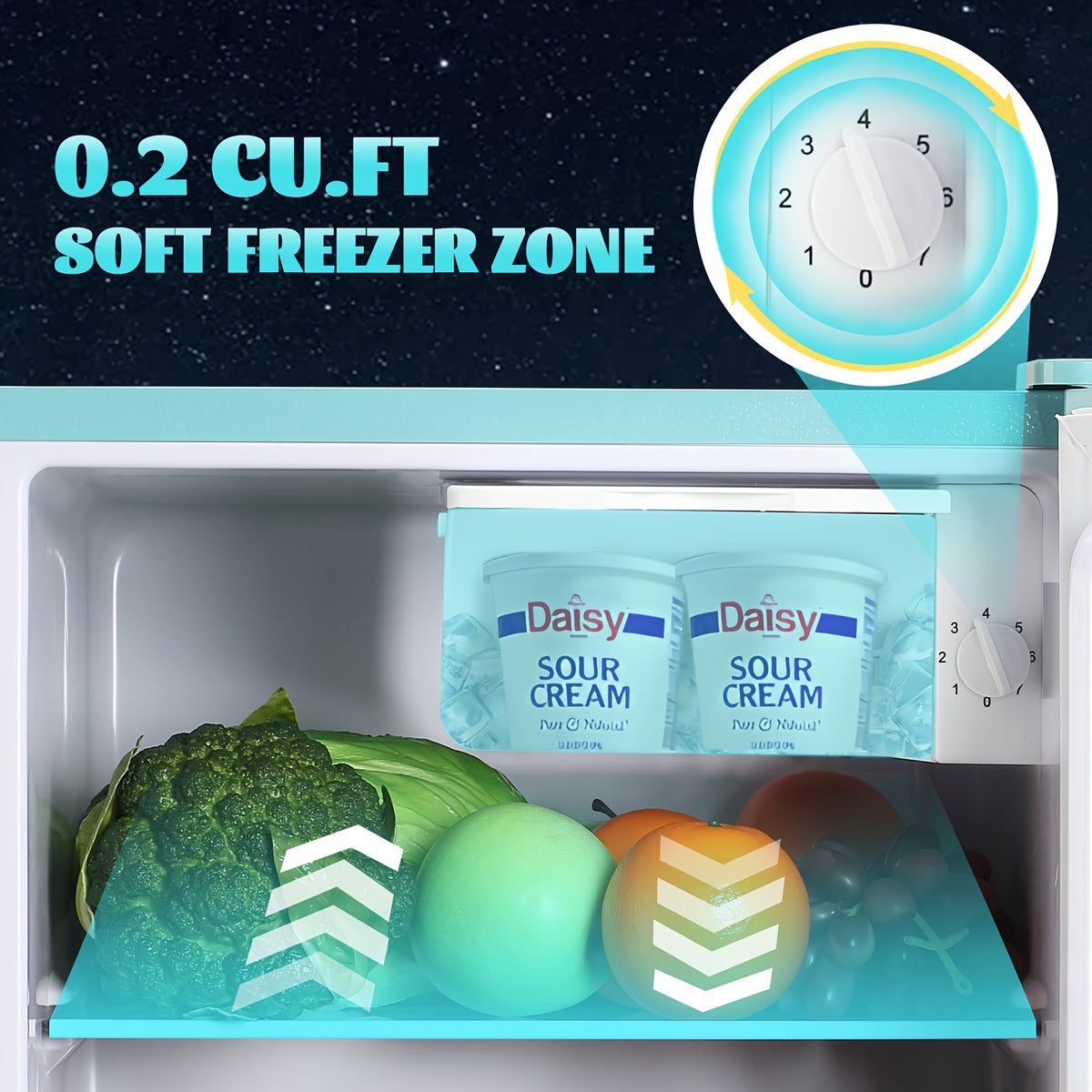 WANAI 3.6 Cu.Ft Mini Fridge with Freezer, 7 Adjustable Thermostat, Low Noise Small Refrigerator, Single Door Compact Refrigerator for Dorm, Office, Bedroom