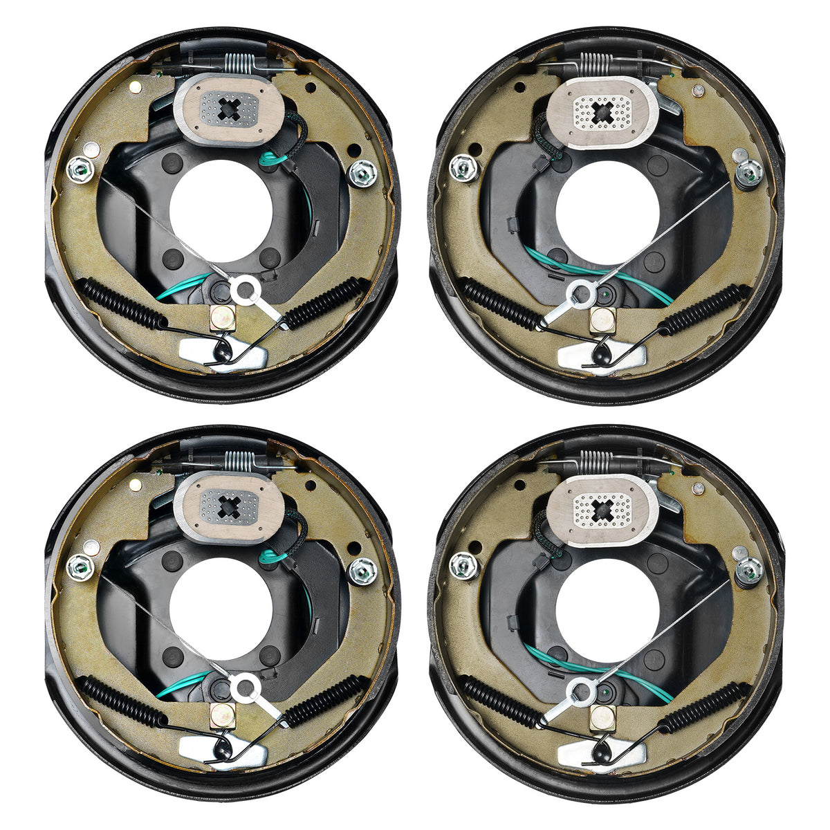 VEVOR Electric Trailer Brake Assembly, 10" x 2-1/4", 2 Pairs Self-Adjusting Electric Brakes Kit for 3500 lbs Axle, 4-Hole Mounting, Backing Plates for Brake System Part Replacement (2 Right 2 Left)