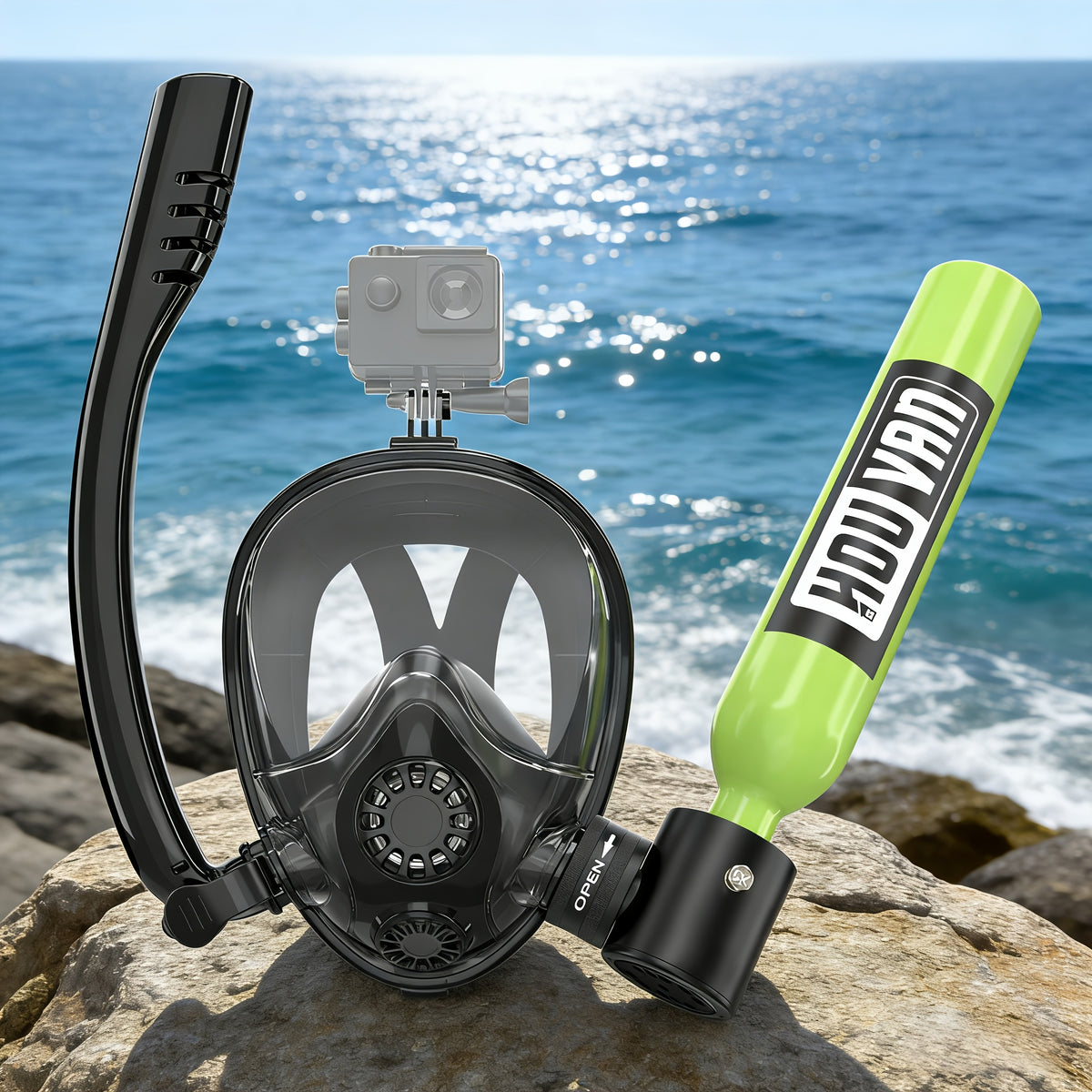 HOUVAN 16.91 oz Mini Diving Tanks Aluminum Alloy Diving Oxygen Cylinder Suitable For Underwater Photography, Underwater Recreation, Snorkeling Practice, Perfect | Portable Shallow Diving Cylinder | Boat Backup Air Source | Snorkeling Diving Tank