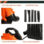 70.92 "x 17.73" X 17.73" Air-cooled Two-stroke Gas Engine, Backpack Style Blade Blower, High-power Two-stroke Strong Wind ABS Garden Backpack Style Snow Blower (orange)