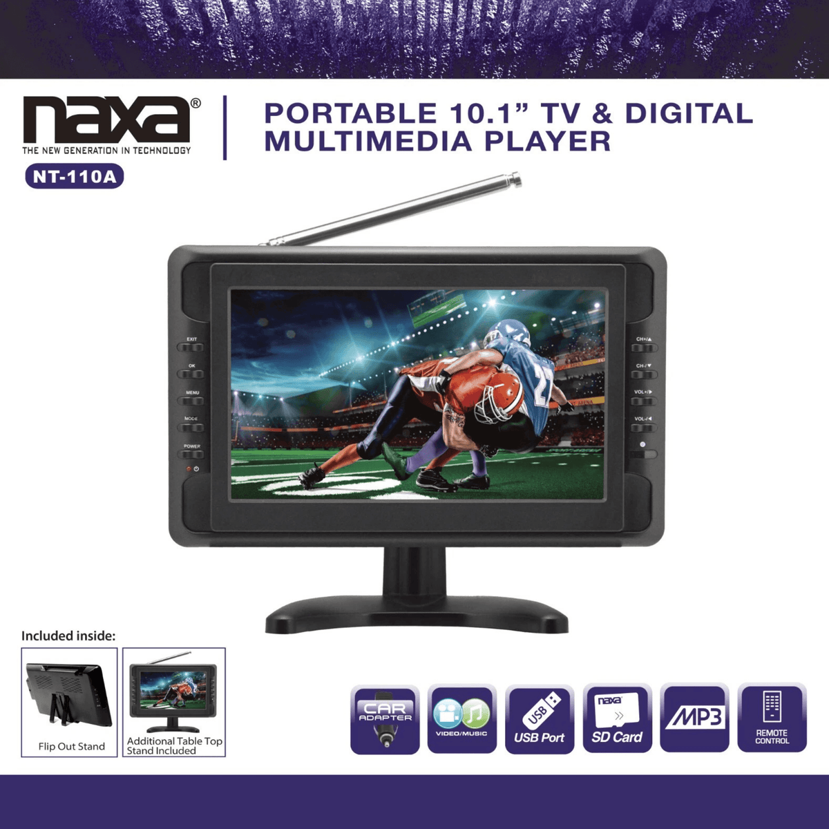 Naxa 10" Portable 12 Volt TV & Digital Multimedia Player