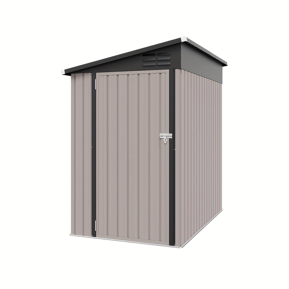 6' X 4' Heavy-Duty Metal Lean-to Storage Shed | With Sliding Door & Sloped Roof, Durable Metal Construction, Brown & Black Design, Nordivale Brand - Ideal for Patio, Lawn, Backyard - Spacious Organizer for Tools