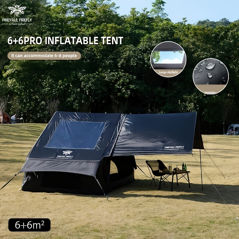 6-10 Person Inflatable Camping Tent - Easy-To-Set-Up Family Outdoor Tent with Sunshade, Windproof, Heat Insulation, And Mosquito Protection. High-Quality Design, Suitable for All Seasons, Includes Storage Bag, Air Conditioning Vent, And Chimney