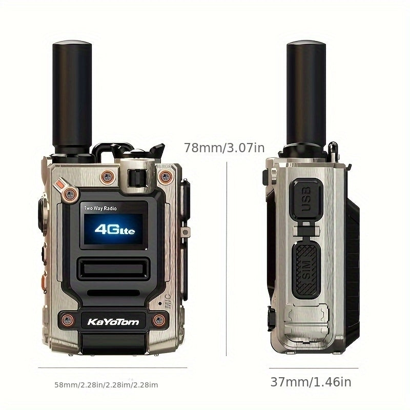 Kayotom Global Walkie-talkie with Unlimited Range 4G Two-way Radio Is Easy to Operate, Has No Monthly Fee, Long Battery Life, Is Sturdy And Durable, Dust-proof And Shock-proof, Suitable for Outdoor, Group And Remote Coordination, Has No Monthly Fee