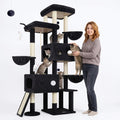Globlazer 81 Inch Heavy-Duty Multi-Level Cat Tree Tower Suitable for Large Cats & Maine Coon, 2 Condos, 7 Sisal Posts with Scratching Board, 3 Hammocks, Beige Cat Furniture for 4+ Cats, Climbing Activity for Kittens