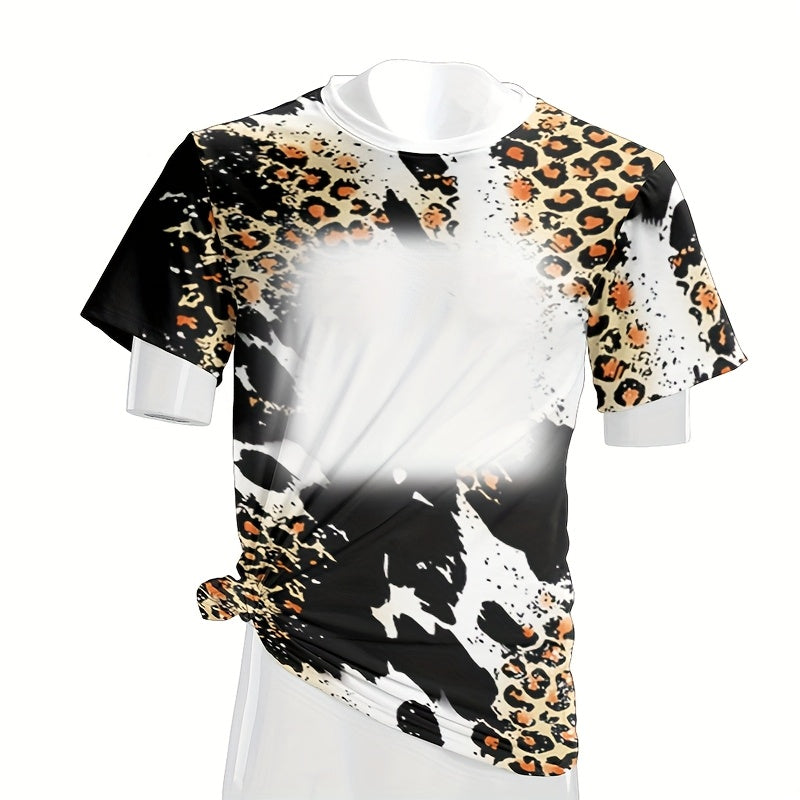 20pcs Pack, M - XXL | Sublimation Blank Colorful Bleached Faux Crewneck T-Shirt | Single Size Mix Colors Pack, Leopard Sports, Waves, Kajun, Camouflage, Hot Fashion Design Base Stripe Shirts for Heat Transfer Printing and Crafting