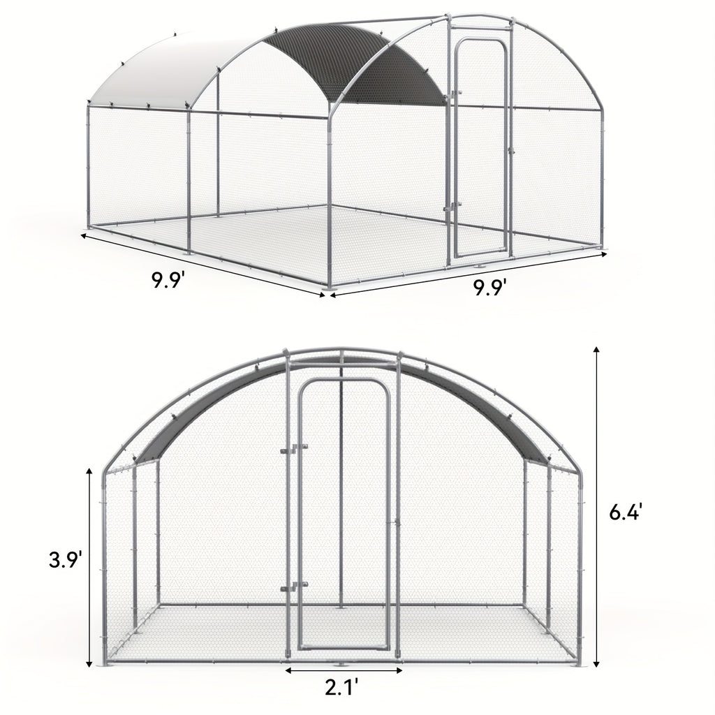 SNDM Chicken Coop Large Metal Chicken Run Upgrade Wire Mesh Chicken Pen with Water-Resident And Anti-Uv Cover, Duck Rabbit House Outdoor