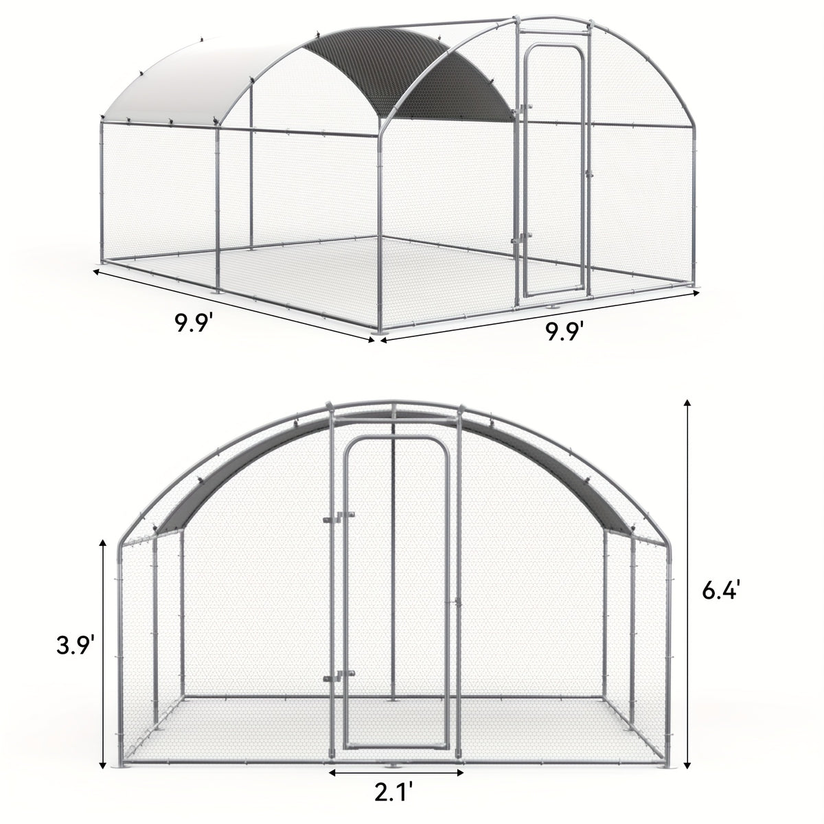 SNDM Chicken Coop Large Metal Chicken Run Upgrade Wire Mesh Chicken Pen with Water-Resident And Anti-Uv Cover, Duck Rabbit House Outdoor
