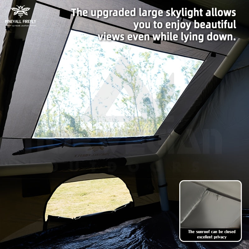 4-6 Person Inflatable Camping Tent - Easy-To-Set-Up Family Outdoor Tent with Sunshade, Windproof, Heat Insulation, And Mosquito Protection. High-Quality Design, Suitable for All Seasons, Includes Storage Bag, Air Conditioning Vent, And Chimney