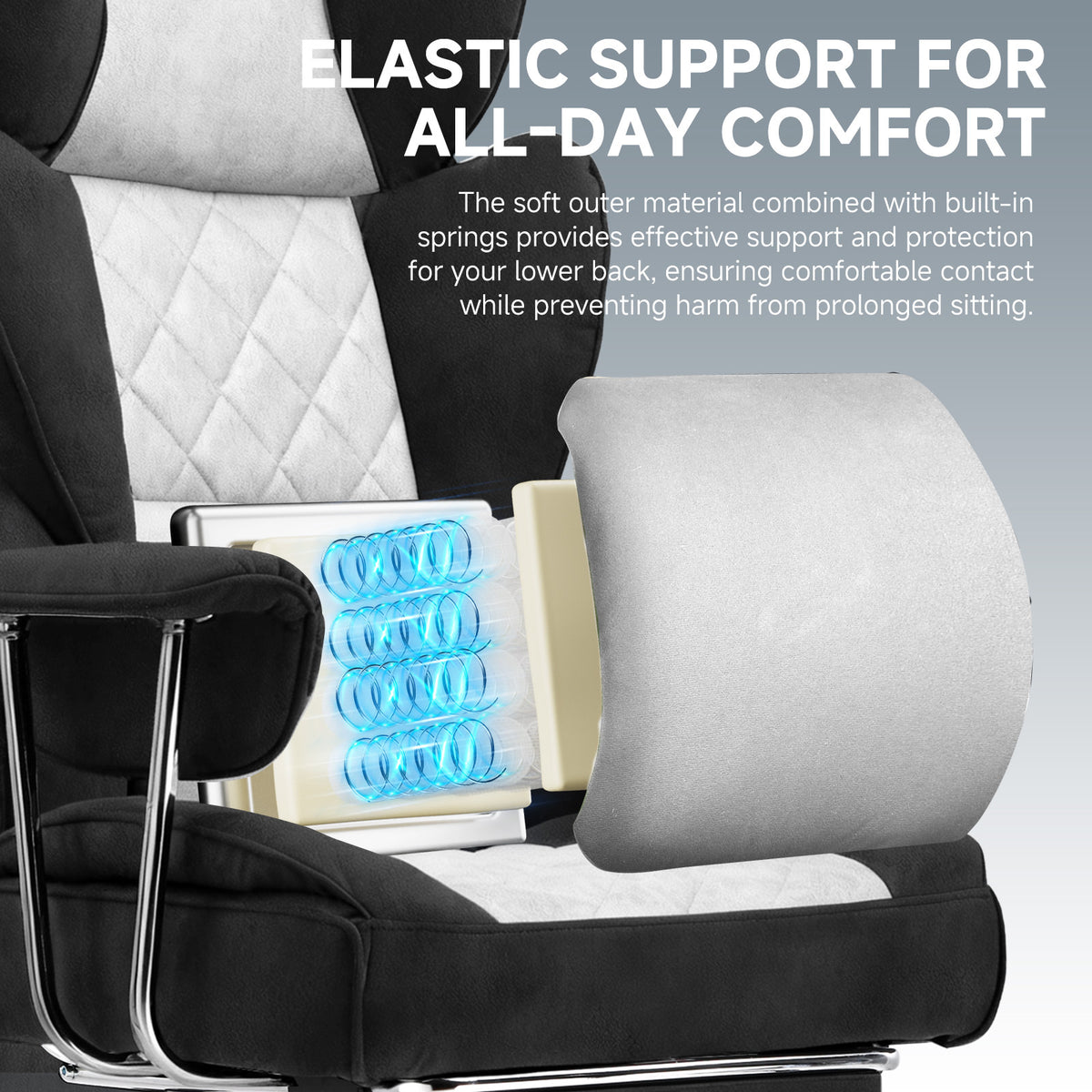 Executive Office Chair for Heavy People, Gaming Chair, Ergonomic Wide Desk Computer Chair with Pocket Spring Lumbar Support, Footrest, Outward Fixed Soft Armrests, High Back PU Leather, Height Adjustable, Big and Tall