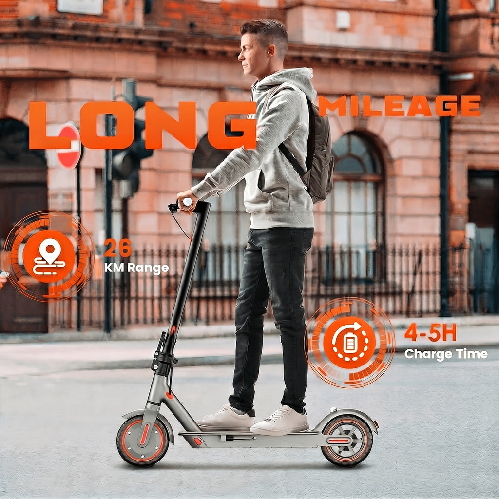 [Foldable Electric Scooter] Adults' 8.5'' Foldable Electric Scooter with App, 350W Motor & 26KM Range - Display, 3-Speed Modes, Dual Brake & Large Battery - Portable - Escooter Commuting for Adults