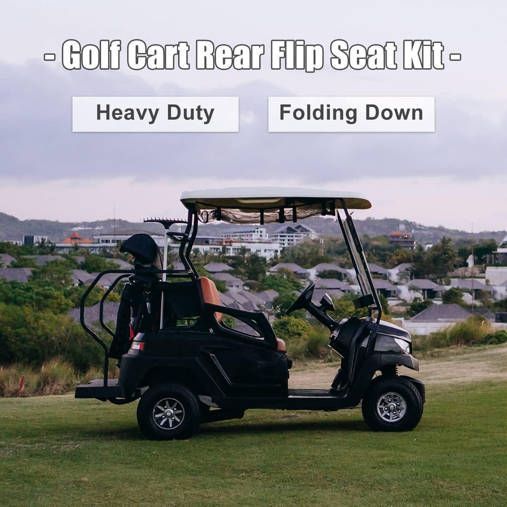For 1982-2000 Club Car DS Golf Cart Flip Folding Rear Back Seat Kit w Grab Bar
