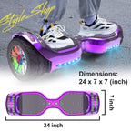 6.5-Inch Hoverboard with 10-Mile Range and 7 MPH Top Speed, Self-Balancing Electric Scooter with Dual Motors, Portable Design and Smooth Riding Performance. The compact 6.5-inch wheels provide responsive handling and easy control, while the rechargeable b