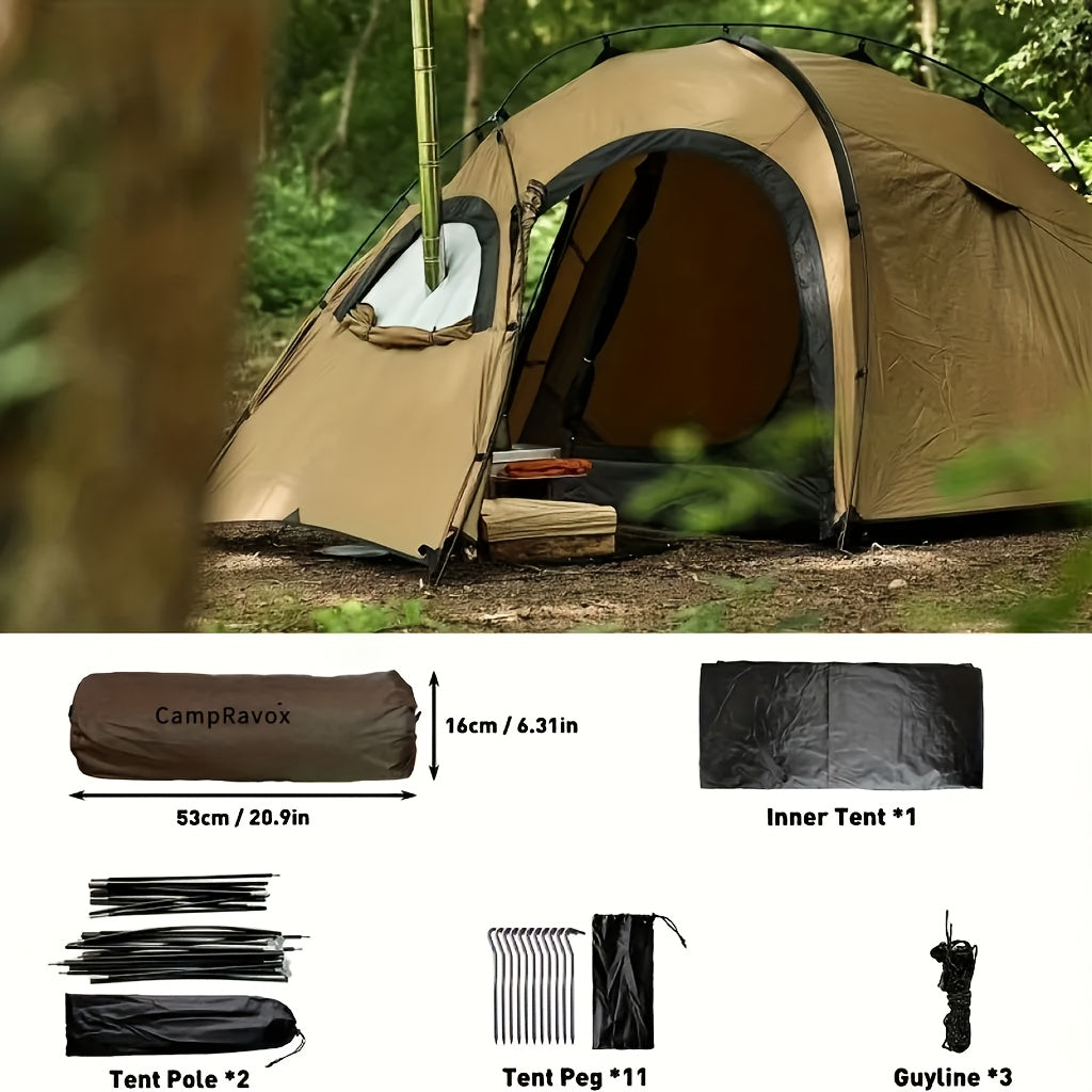 Campravox Hot Tent for Camping with Chimney, a Portable Backpacking Tent Featuring an Inner Tent And Stove Jack, Suitable for 1-2 People for Outdoor Hiking And Hunting