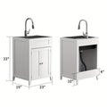 Bonnlo Heavy-Duty Laundry Sink with Pull-Out Sprayer Faucet - Stainless Steel Utility Sink, Space-Saving Cabinet, for Laundry Room, Kitchen, Bathroom, Basement - Easy-Clean Design, Compact Storage Space, Modern Aesthetic, Durable Construction, Kitchen Pre